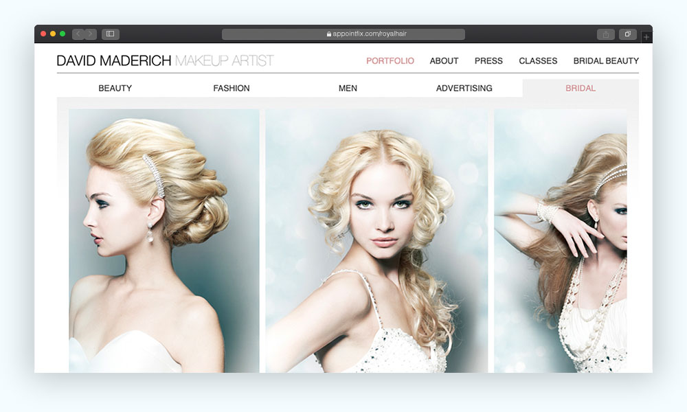Makeup artist stunning website