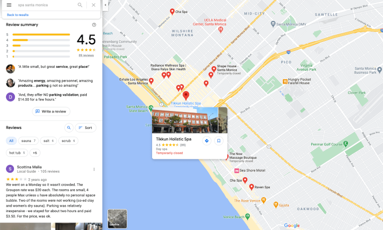 Recensioni di Spa su Google Maps