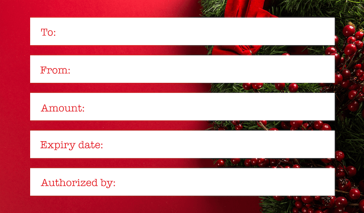 christmas red gift certificate back