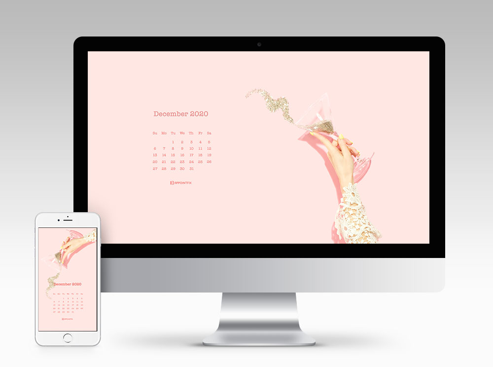 December 2020 Calendar Wallpaper - Glitter Champagne