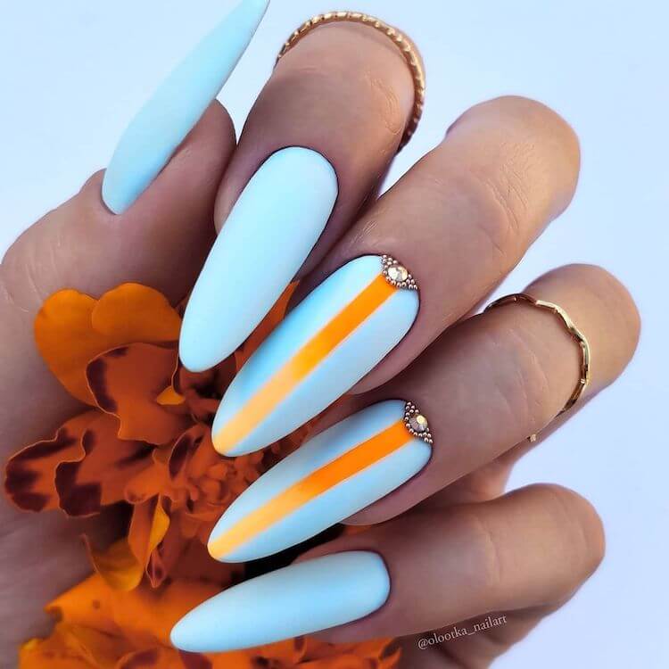baby blue matte long nails