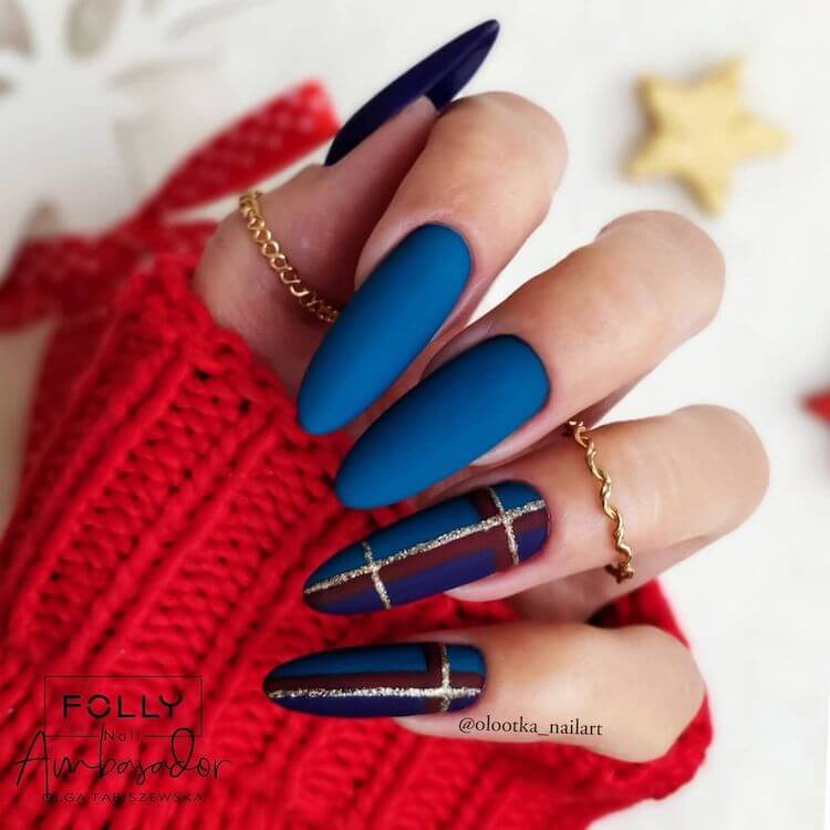 elegant matte blue long nails