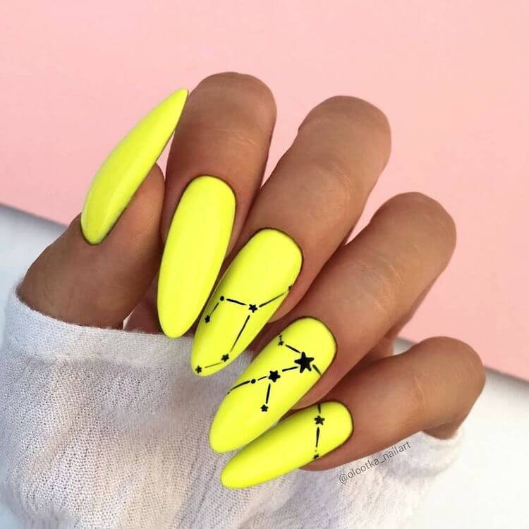 neon yellow long nails
