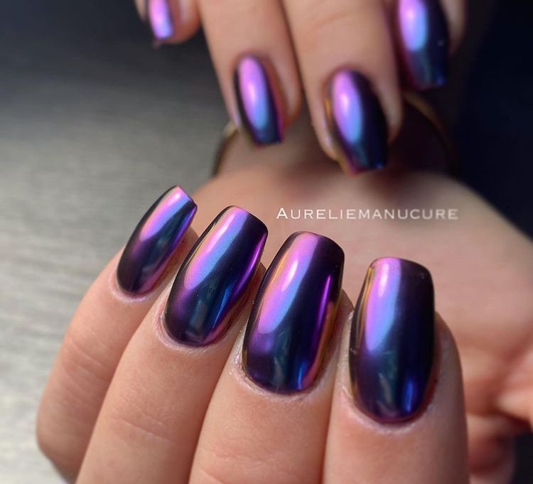 purple and blue mettallic nails