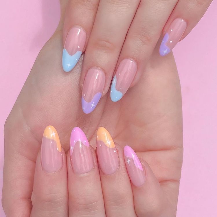 rainbow pastel nails