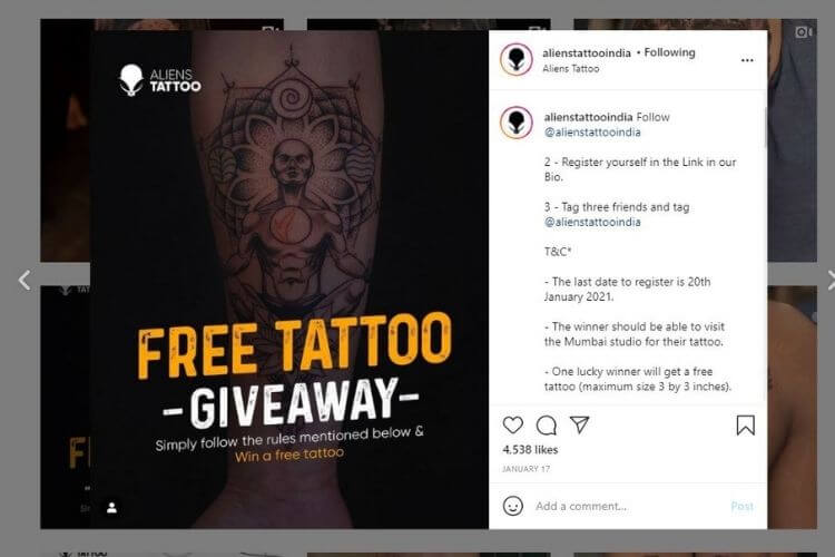 tattoo artist giveaway